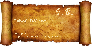 Imhof Bálint névjegykártya